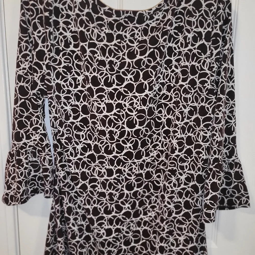 Brown White Circle Blouse (NWOT) - Girls - Picture 3 of 3
